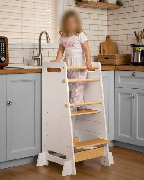 Mangohood Direct kids kitchen tower stools recalled for collapse, tip-over, and child entrapment hazards — product photo from the CPSC